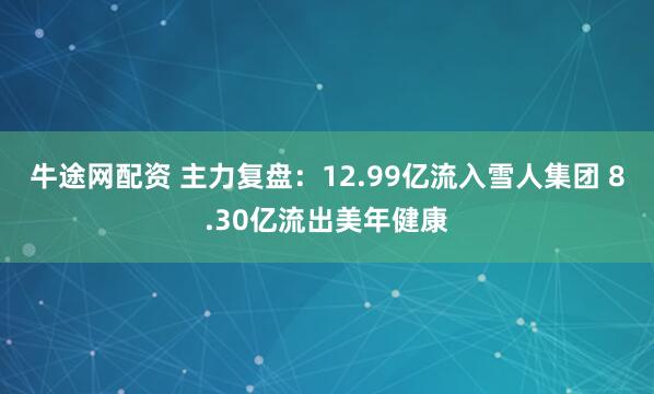 牛途网配资 主力复盘：12.99亿流入雪人集团 8.30亿流出美年健康